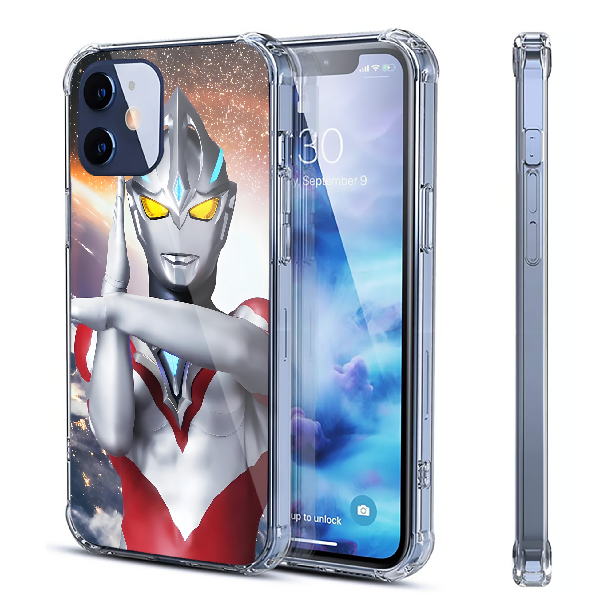 （画像用） ウルトラマン Ultraman 【iPhone 12シリーズ対応】透明スマホケース（クリアソフトケース）